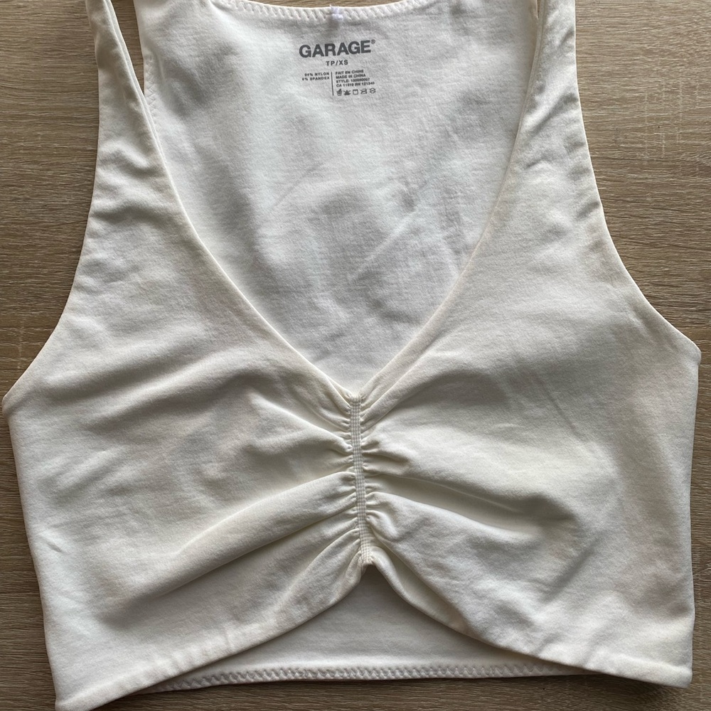 Garage White Ruched Women's Top